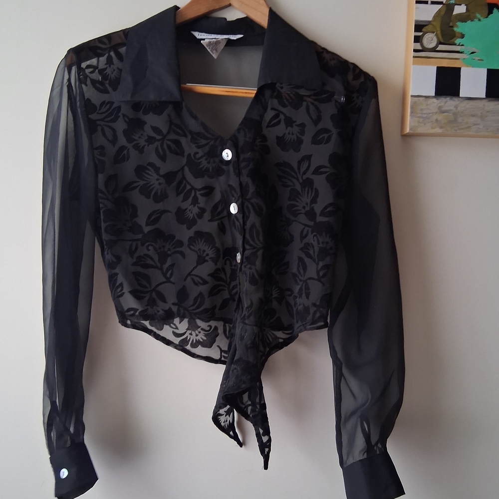 Black Sheer Floral Blouse